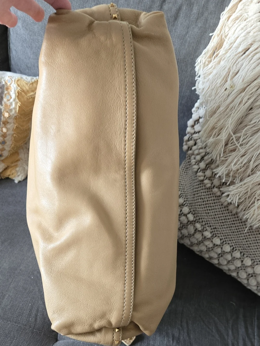 Marc Jacobs Beige Leather Paradise Rio Top-Handle Satchel with Gold Hardware